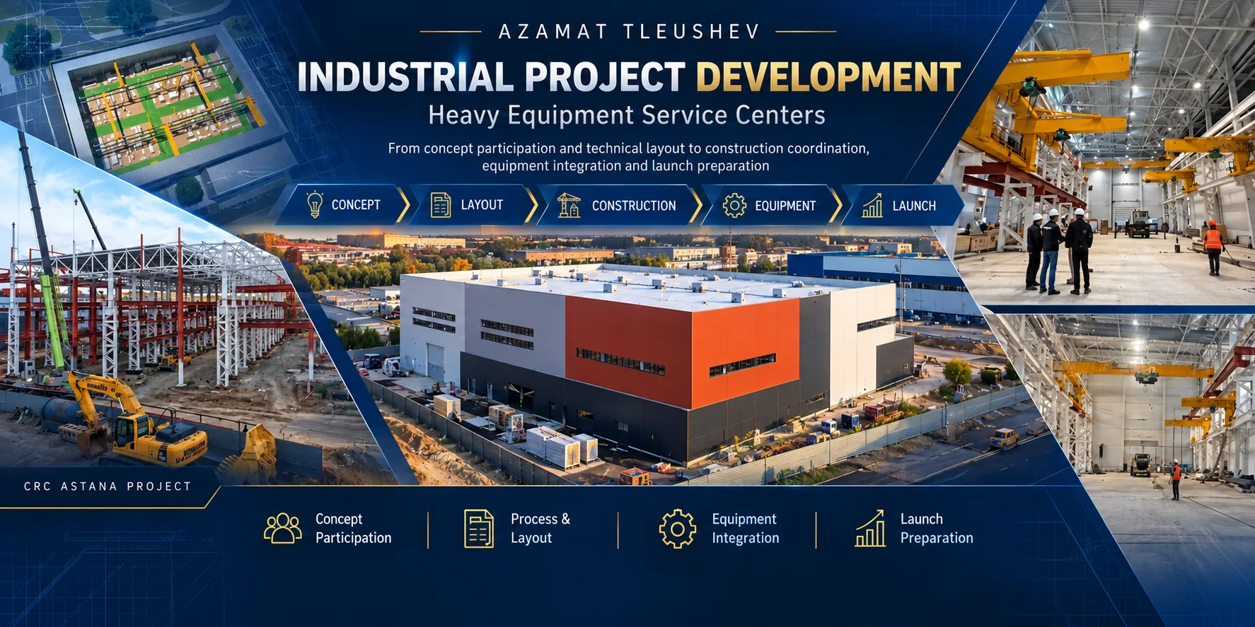 Azamat Tleushev — industrial project development: CRC Astana construction and industrial workshop